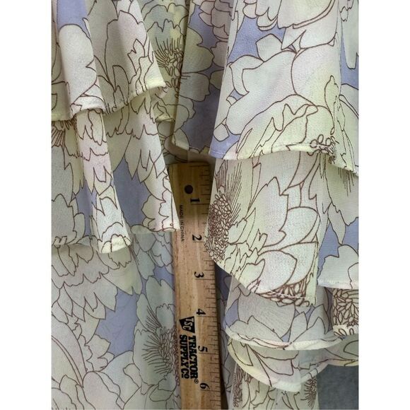 Belle Bagley Mischka Womens Cream Lilac Floral Halter Hi-Low Maxi Dress Size 6 - Picture 11 of 14